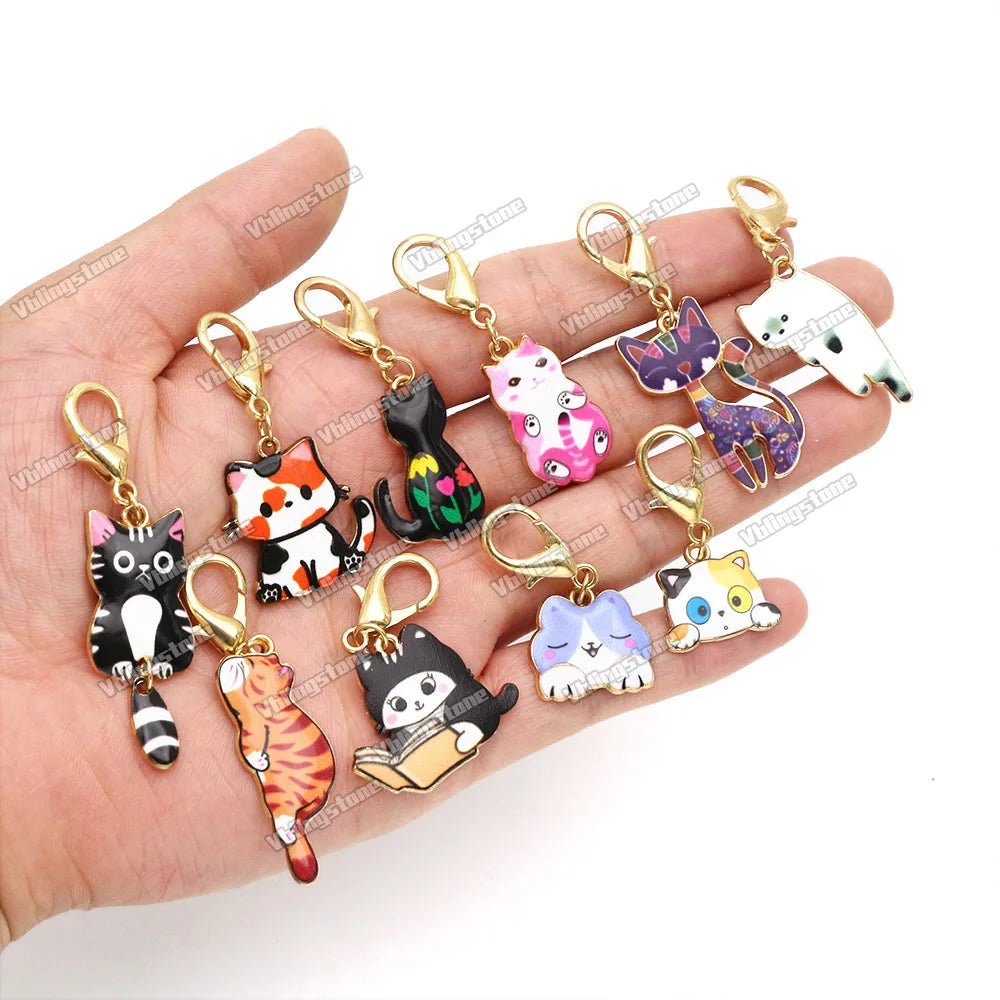 Mix Metall Katze Anhänger Häkeln und Stricken Stich Marker Kits Nadel Clip