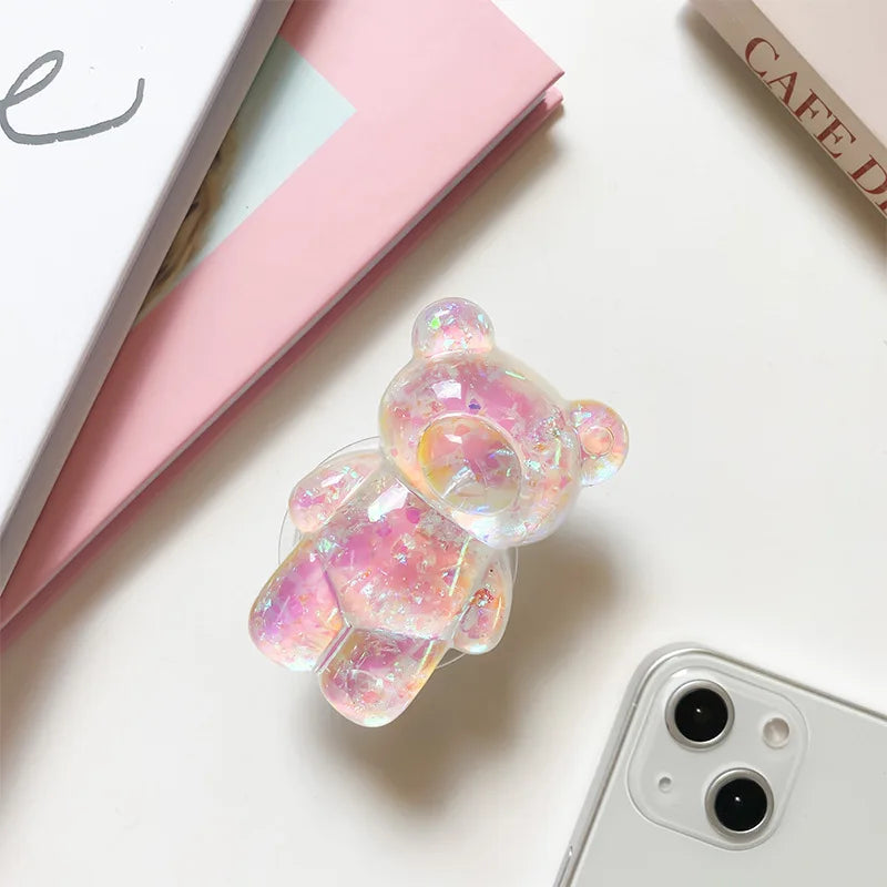 3D Glitter Bär Handyhalterung Universal aus TPU mit Standfunktion