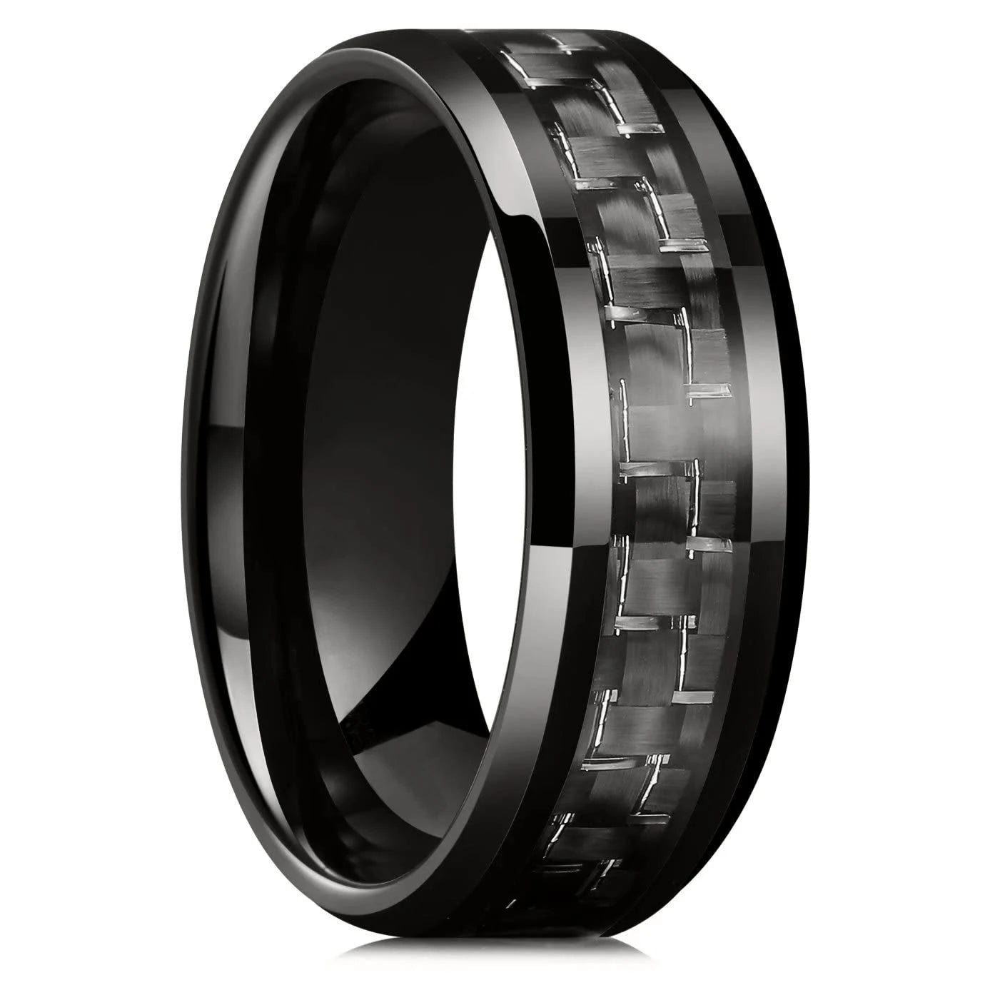 Fashio Männer Ringe Schwarz Titan Edelstahl Ringe Für Männer Frauen Ziegel Muster Finish Abgeschrägte Kante Hochzeit Ring Partei Schmuck