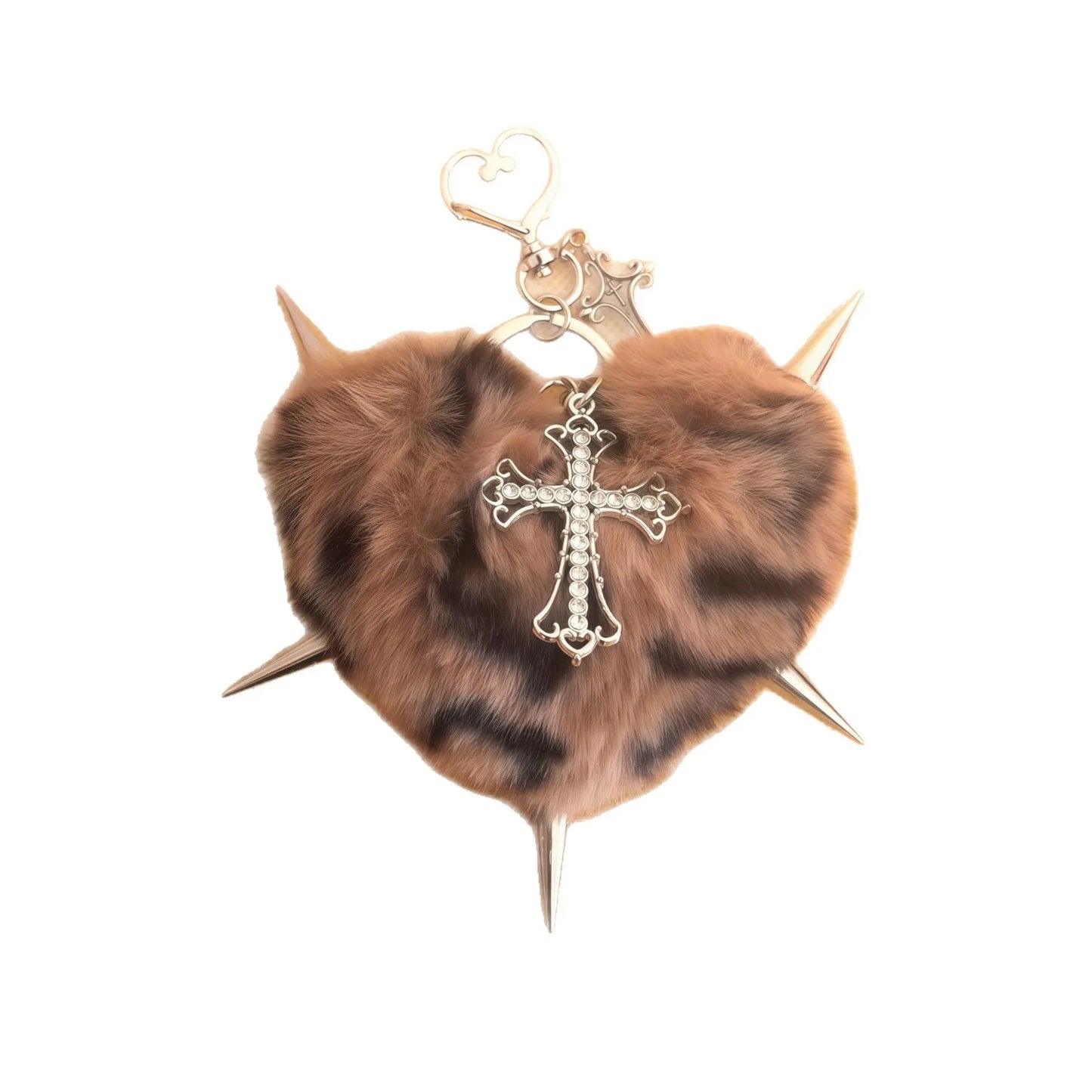 Punk Schlüsselanhänger Herz Leopardenmuster Nieten Grunge Tasche Deko-Yabubest - Home & More