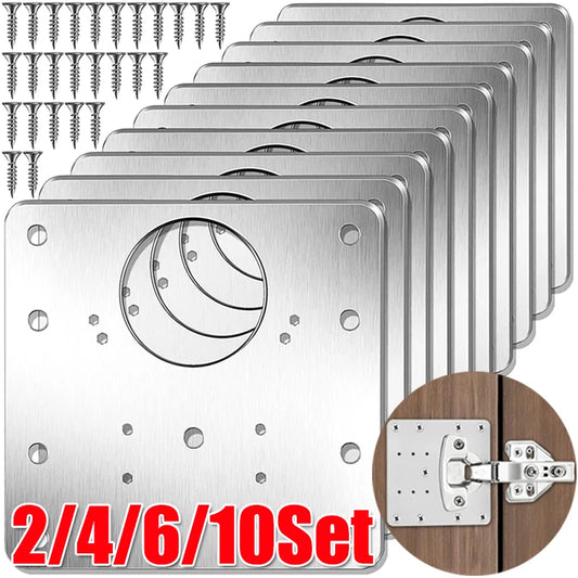 Edelstahl Reparaturplatten für Möbel-Scharniere inkl Schrauben Sets