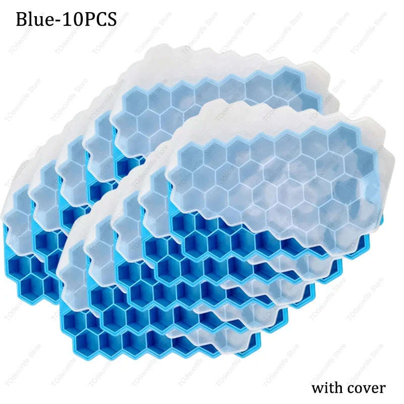 Premium Silikon Eiswürfelformen mit Deckel – Sechseckig, Wiederverwendbar