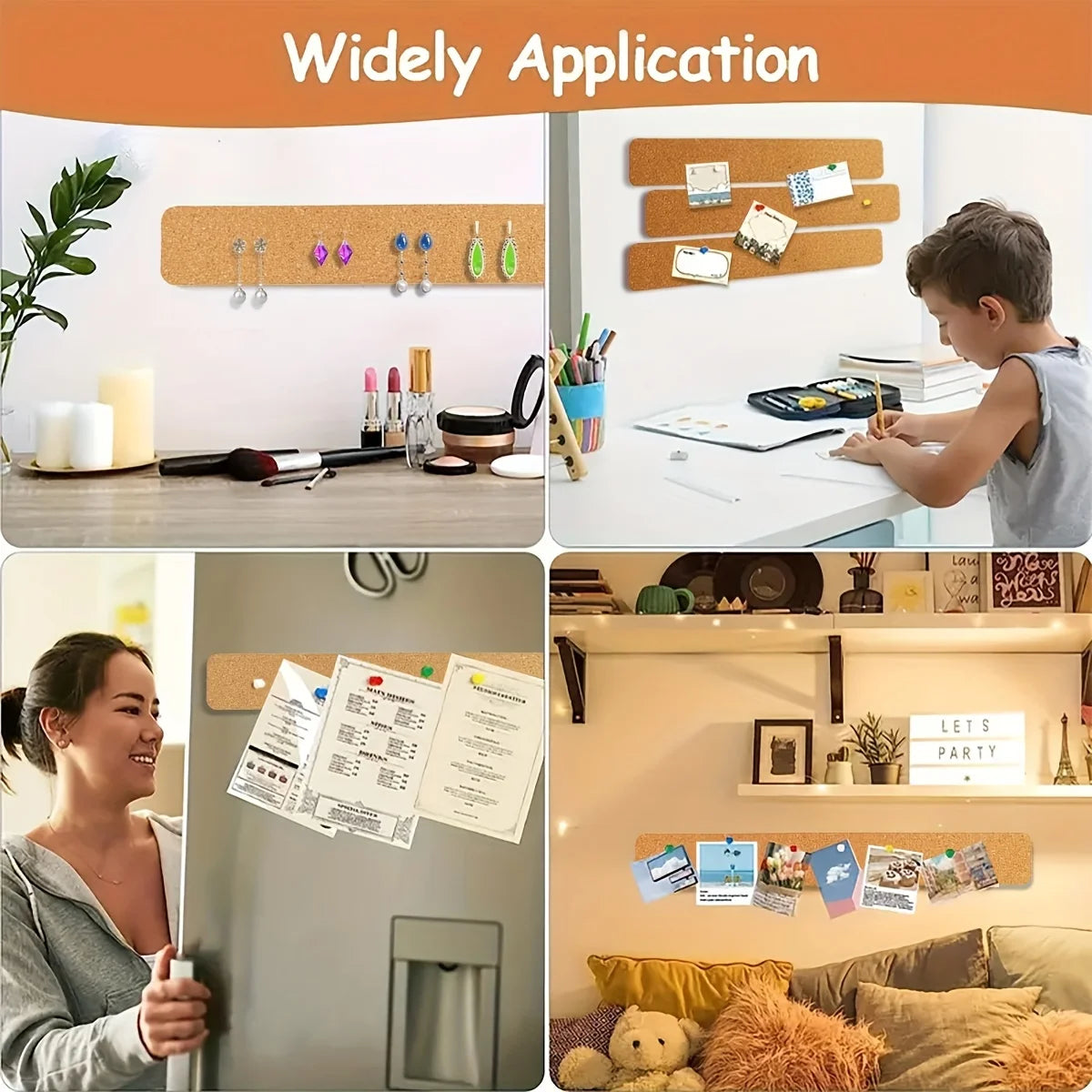 Selbstklebende lange Korkstreifen für Pinnwand und Nachrichtentafel