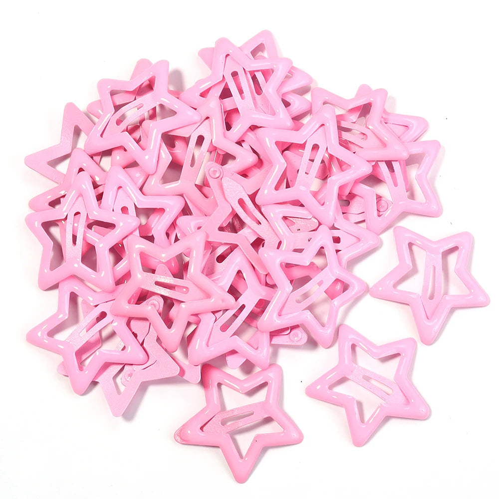 50er Set Bunte Stern Haarspangen Metall Snap Clips für Mädchen Frauen