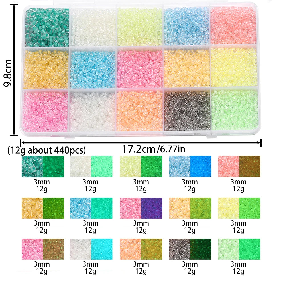 1 Box 3 mm Leuchtende Glas-Rocailles für DIY Schmuck Abstandsperlen