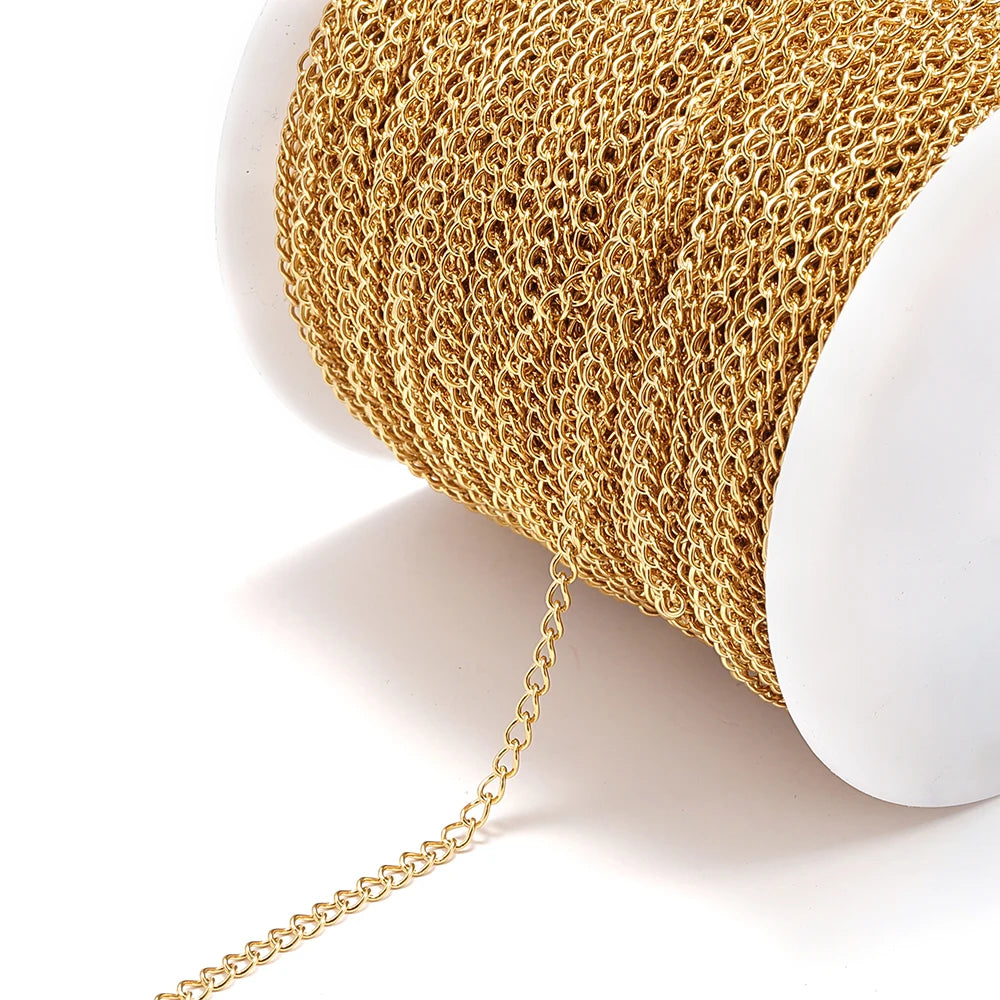 2 Meter Edelstahl Verlängerungskette in Gold, Silber, Stahl-Yabubest - Home & More