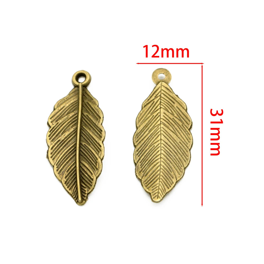 10er Set Antik Bronze Silber Blattform Anhänger für DIY Schmuck Basteln