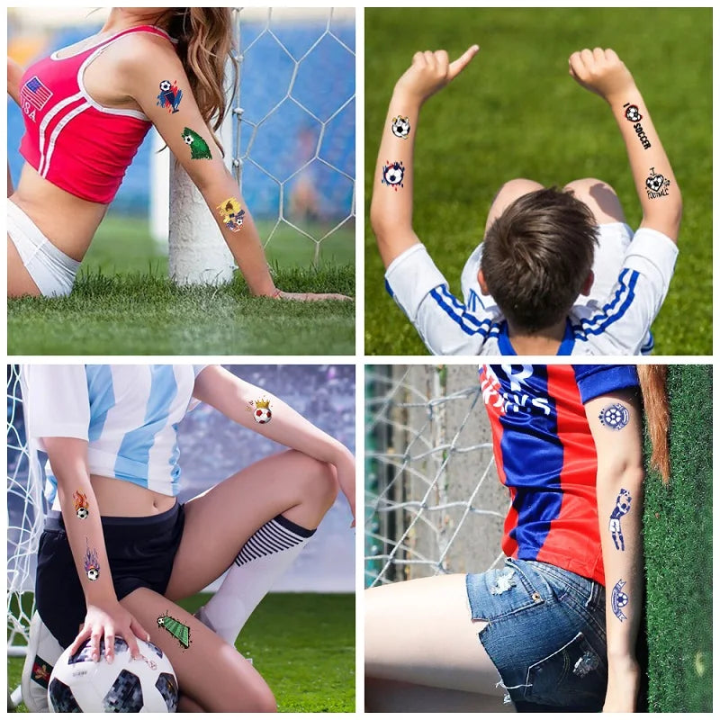 Temporäre Fußball Tattoos Set mit 10 wasserdichten Aufklebern