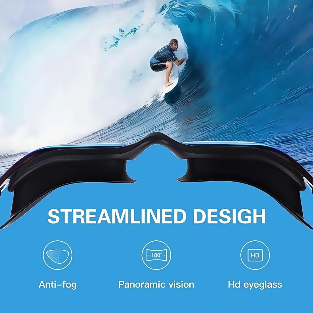 Professionelle Schwimmbrille mit Silikonrahmen und UV-Schutz für Erwachsene