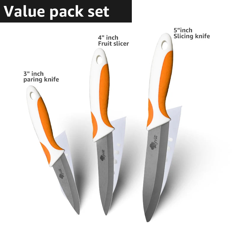 Keramik Messer Set 3-6 Zoll: Vielseitig, Scharf, Schwarze Zirkonia Klinge