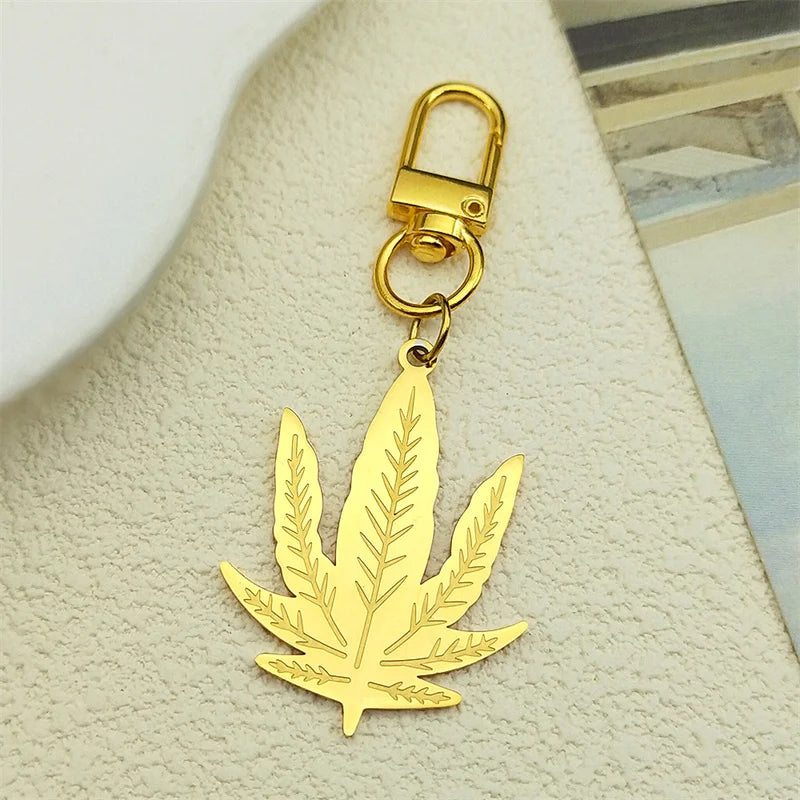 Einfache Edelstahl Schlüsselanhänger Maple Leaf für Damen und Herren