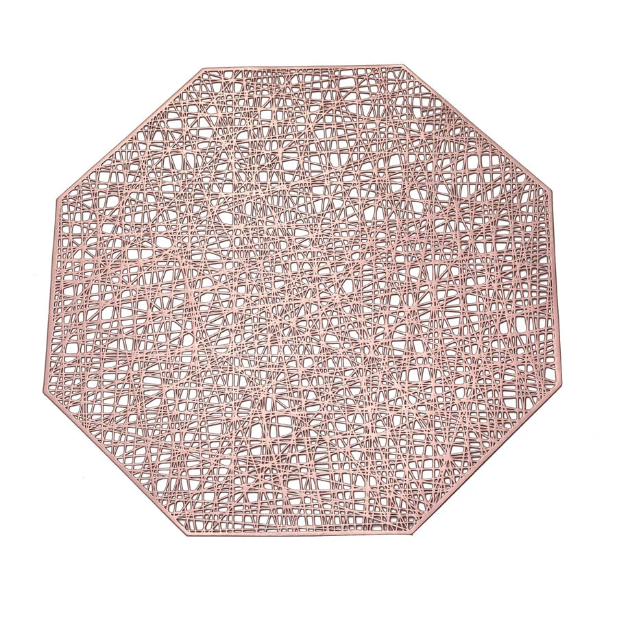 Goldene sechseckige PVC Tischsets hitzebeständig modernes Dekor