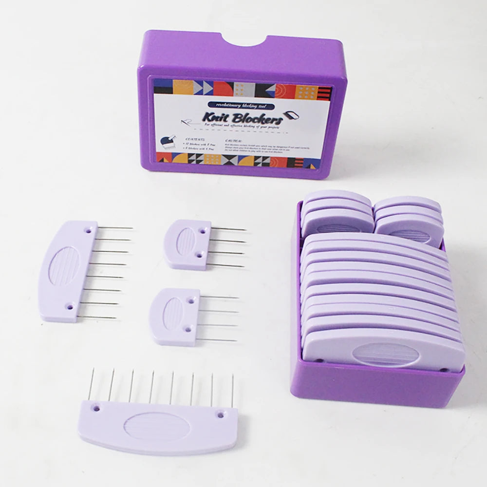 20-teiliges Edelstahl Strickblocker Set mit Kämmen und Nadeln für Stricken