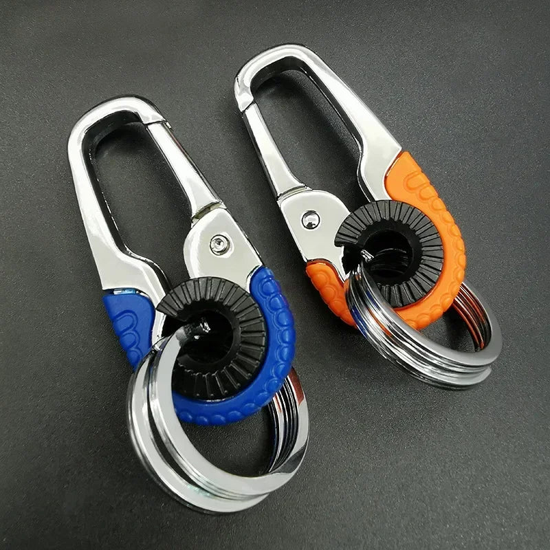 Edelstahl Karabiner Schlüsselanhänger mit Doppelring für Outdoor - Auto
