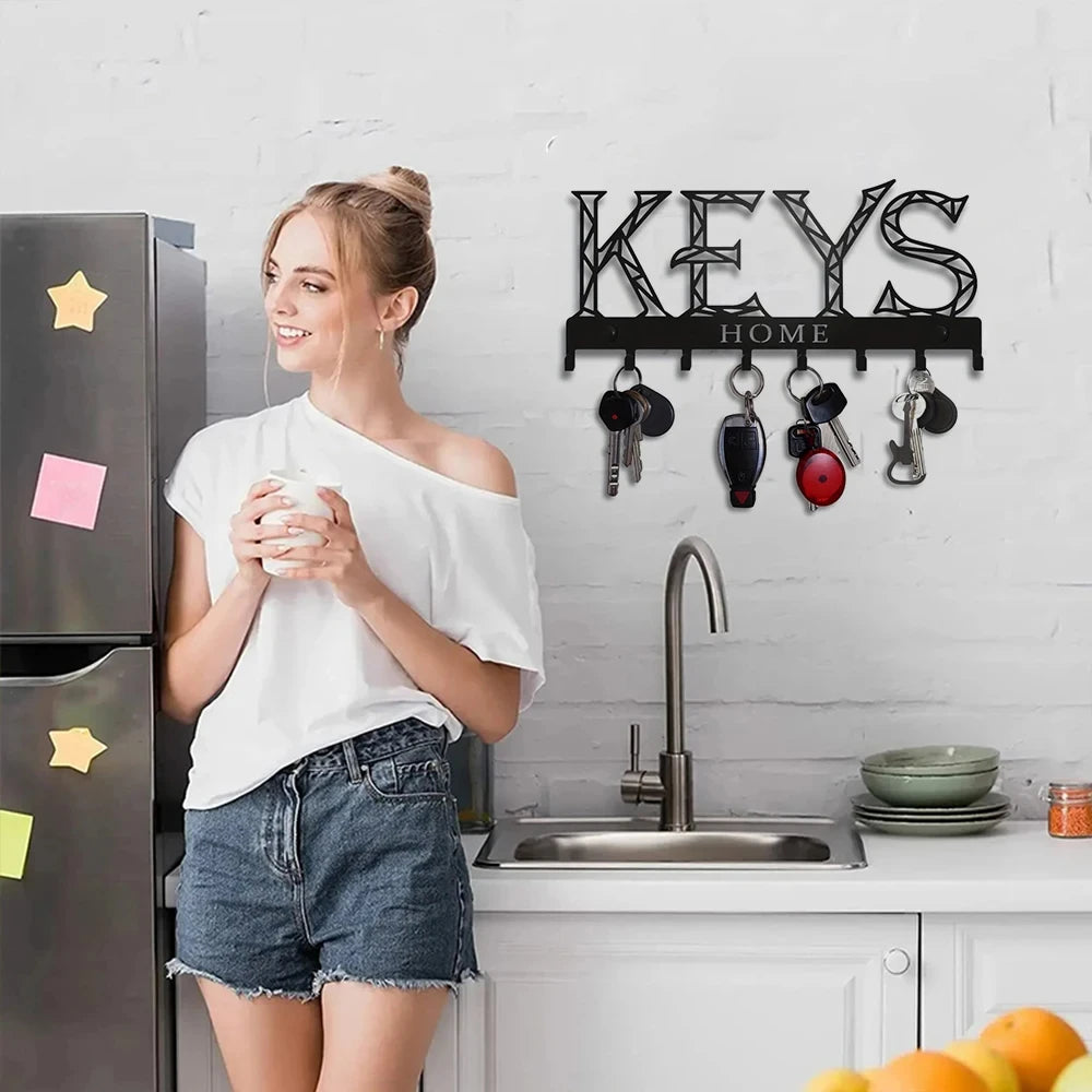 Metall Wandregal mit 8 Schlüsselhaken zur praktischen Aufbewahrung