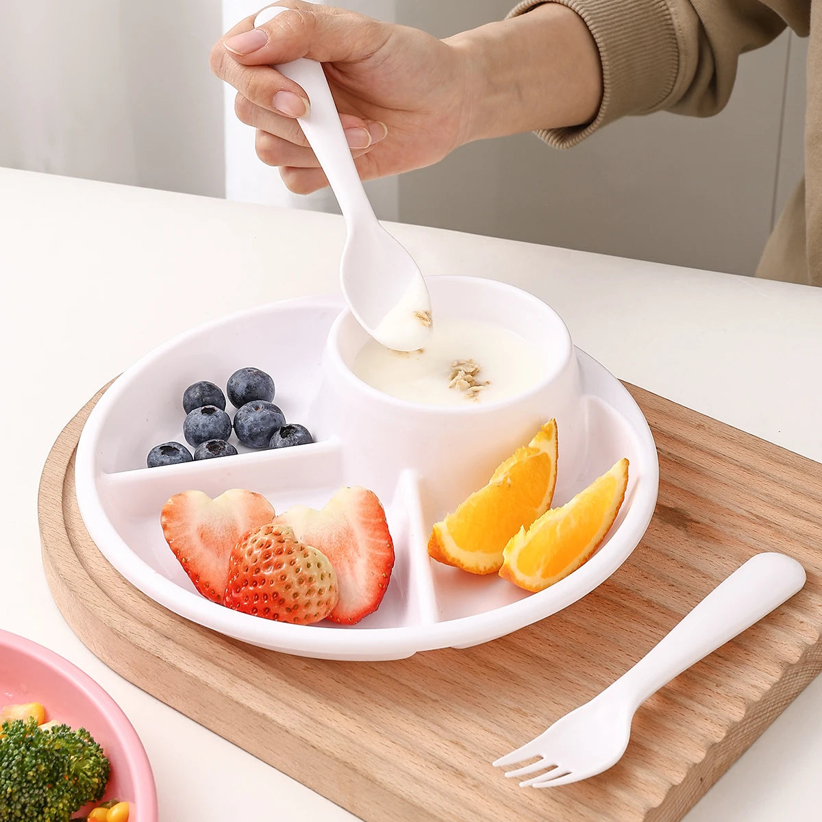 Geteilter Kunststoff Teller Mikrowellengeeignet wiederverwendbar rund