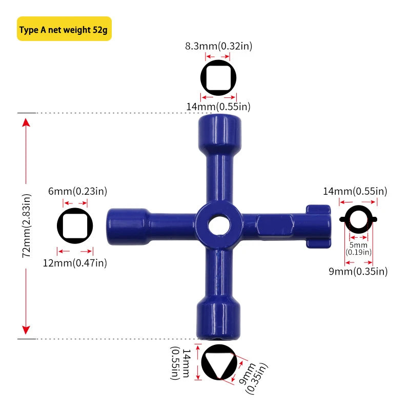 4in1 Multifunktions Inbusschlüssel Set für Wasserzähler Ventil Reparatur
