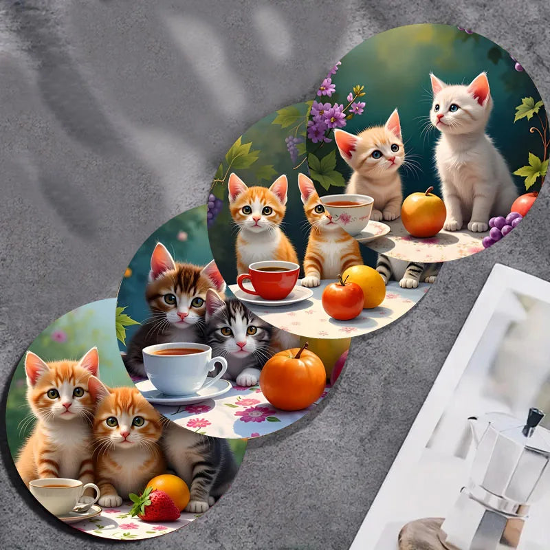 Set 4 bunte rutschfeste Holzuntersetzer für Küche Büro und Party