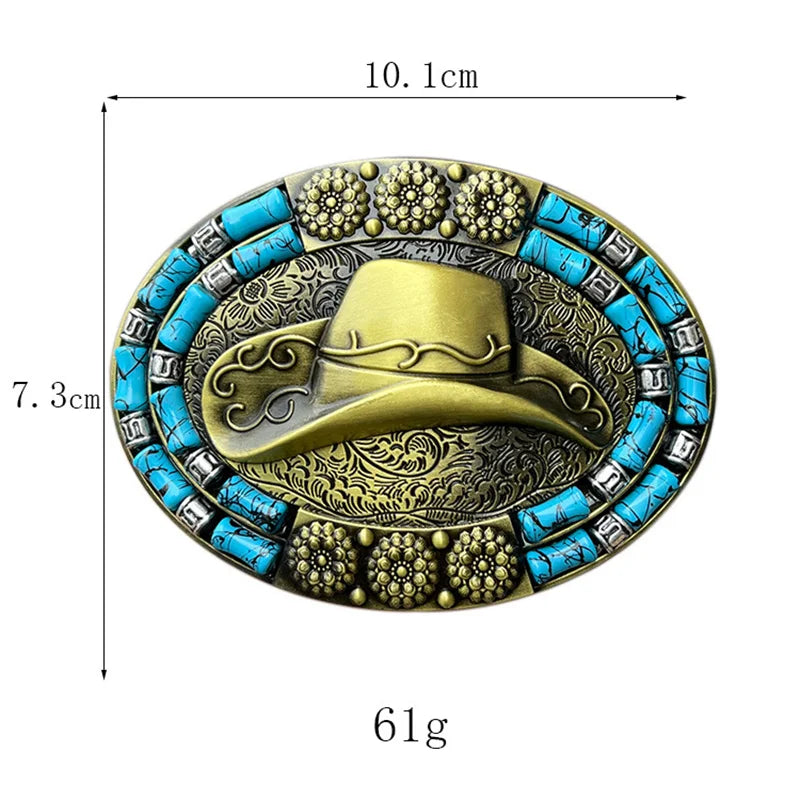 Western Gürtelschnalle mit Cowboyhut Motiv Geometrisches Design