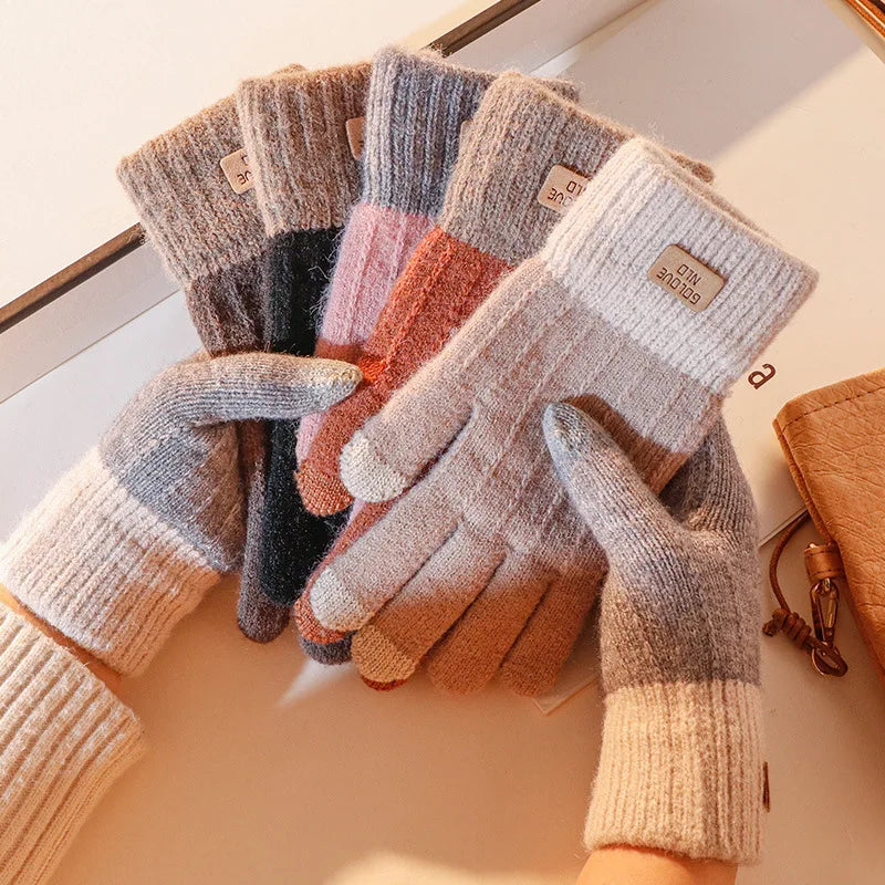 Warme Strickhandschuhe mit Touchscreen-Funktion für Damen und Herren