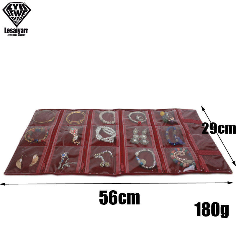 Faltbarer Schmuck Organizer aus Samt mit Reißverschluss für Reisen