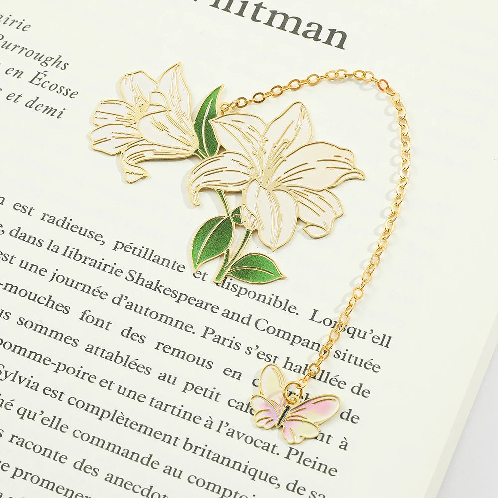 Metall-Lesezeichen Lotusblume grün für Buchliebhaber - Geschenkidee