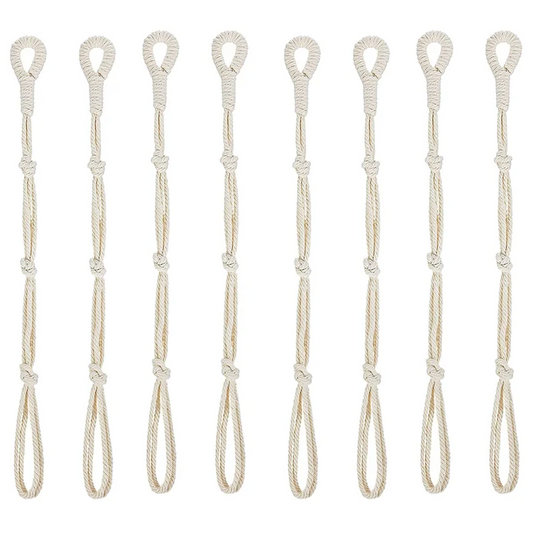 Makramee Pflanzenaufhänger 8er Set Beige mit Verlängerungsseilen