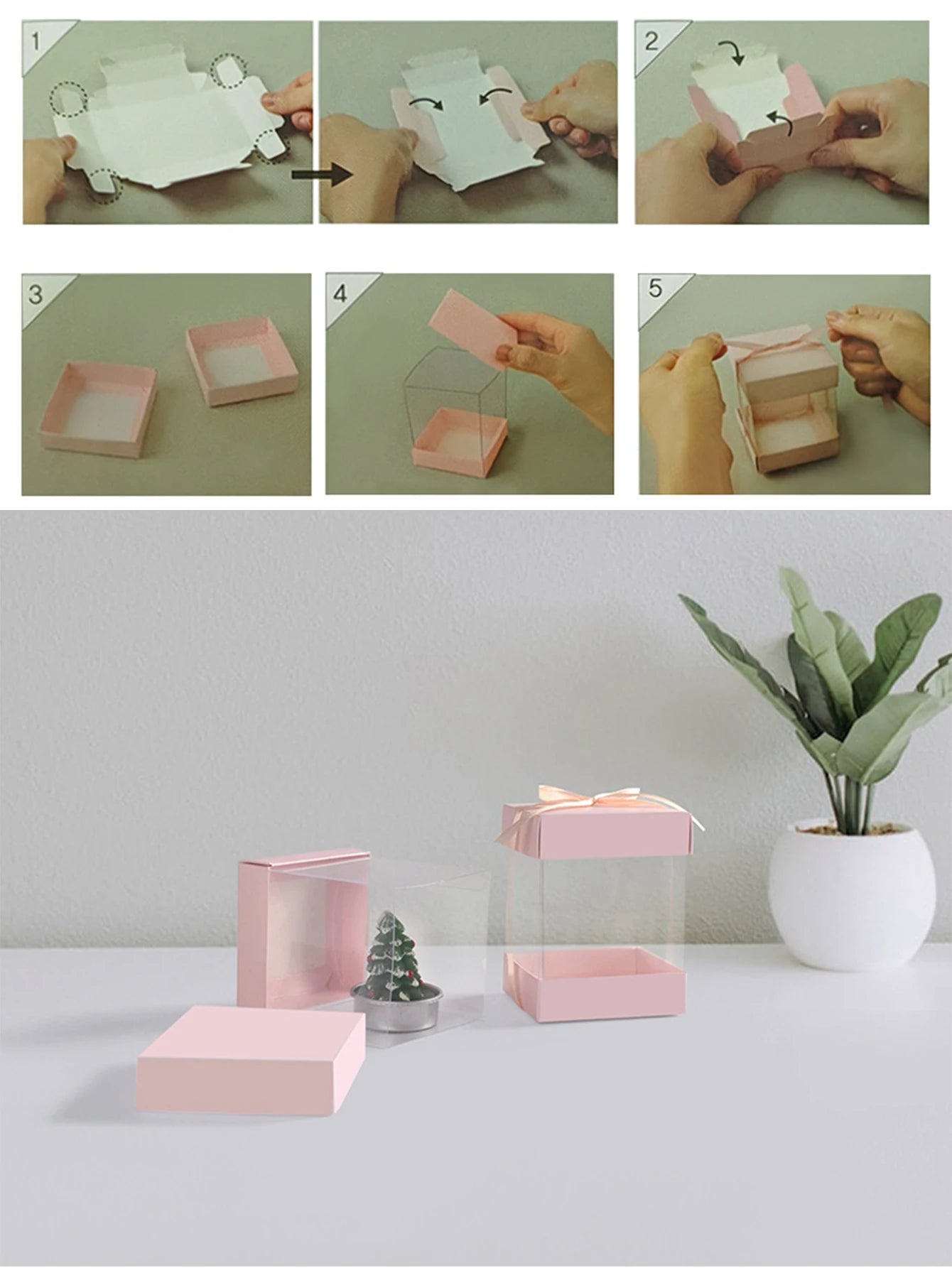 10 transparente PET Geschenkboxen mit goldenem Band, luxuriös und wiederverwendbar