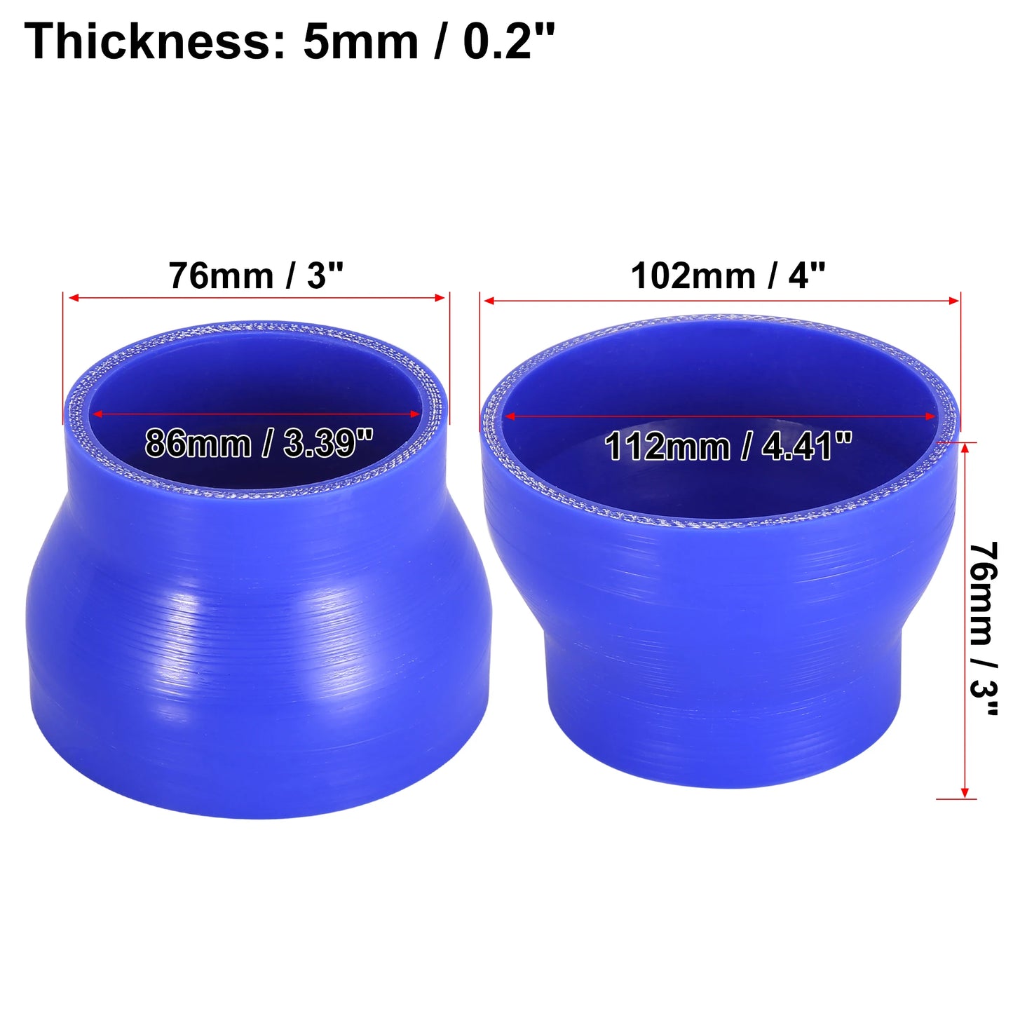 Silikon Reduzierschlauch gerader Ladeluftkühler Schlauch 76 mm Länge