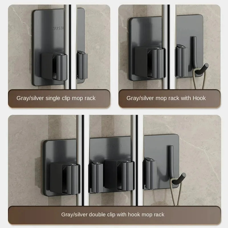 Selbstklebender wandhaken mop halter besenhalter clip organizer silikon