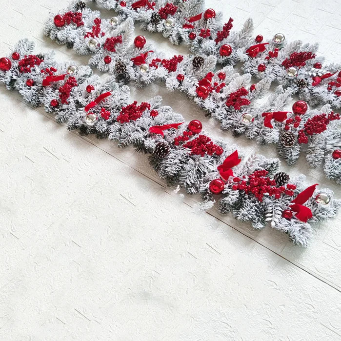 Beflockter PVC Weihnachtskranz für Tür und Baum Deko