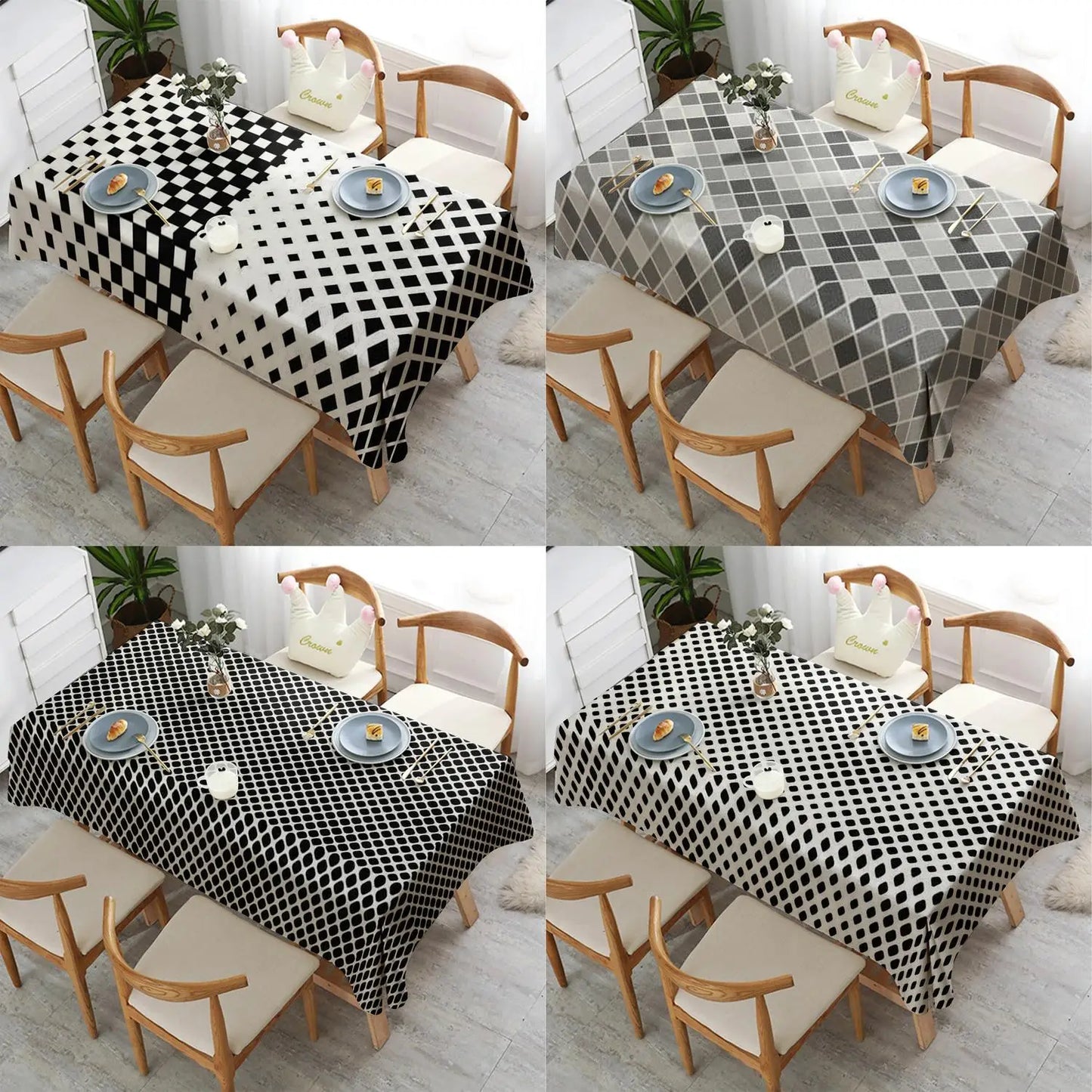 Praktische Rechteck Tischdecke mit Karomuster wasserdicht