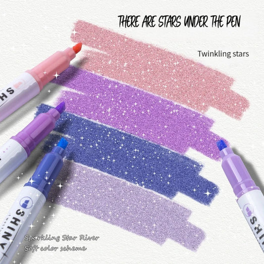 4 Farben Pastell Textmarker Set mit feiner Pinselspitze für Schule Büro
