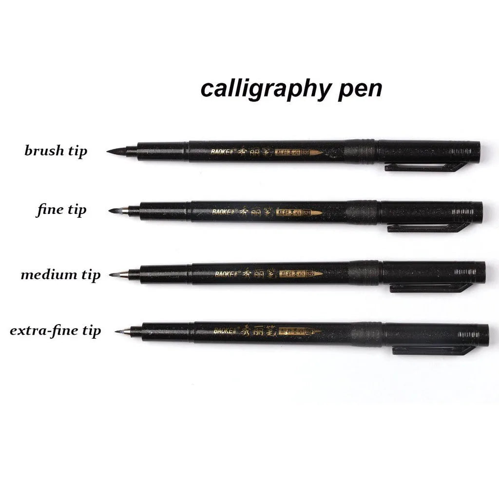 4er Set Kalligraphie-Pinselstifte mit schwarzer Tinte für feine Handschrift