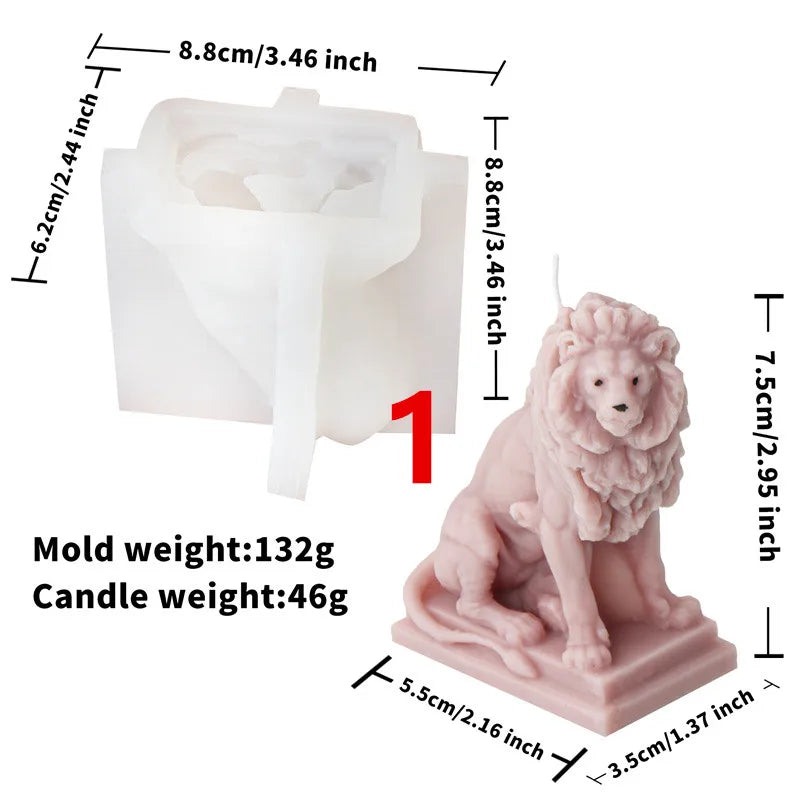 3D Löwen Statue Silikonform für DIY Kerzen Seifen Aromatherapie