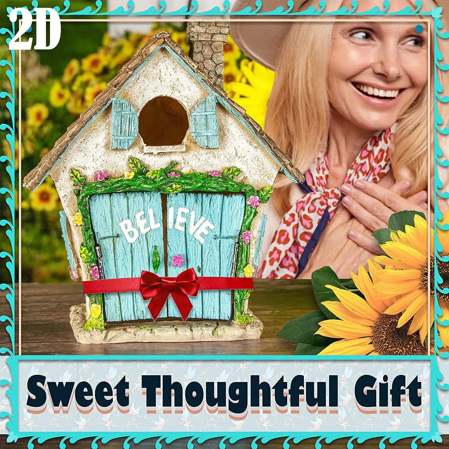 Kreatives 2D Fee Garten Miniaturen Set mit leuchtenden Ornamenten