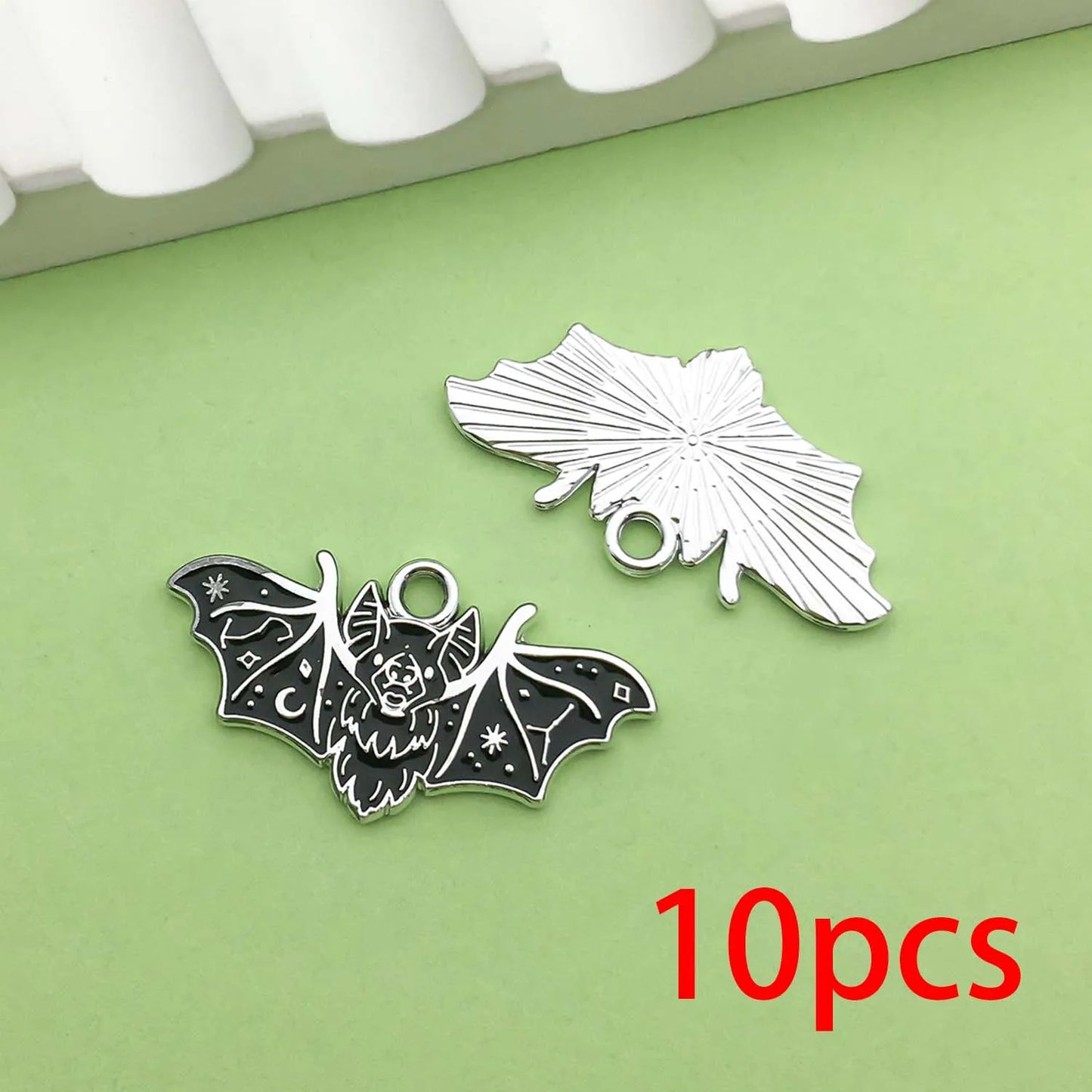 10 12er Set Gothic Fledermaus Charms aus Metall für DIY Schmuck