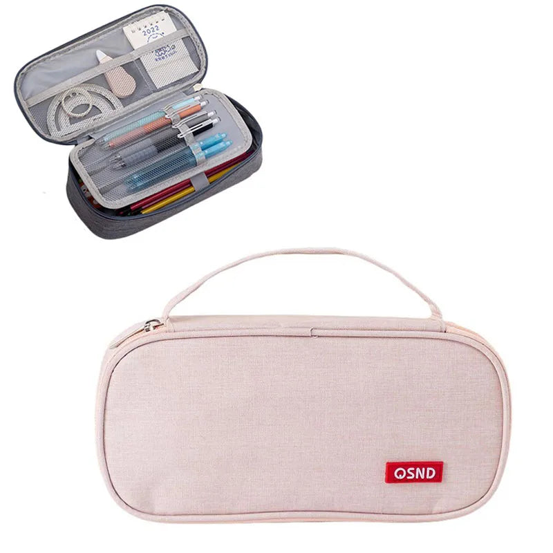 2-lagige Stift- und Kosmetikaufbewahrungstasche mit großer Kapazität