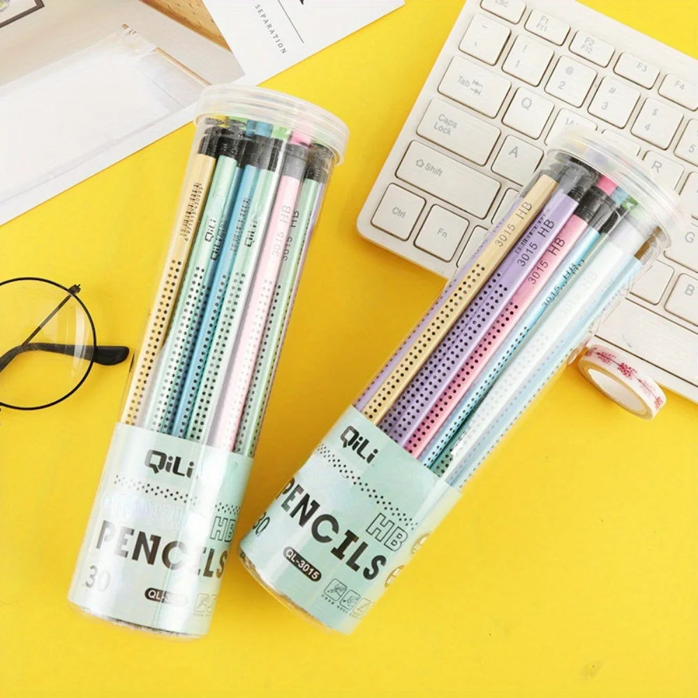 Set mit 30 farbigen dreieckigen HB-Bleistiften für Grundschüler