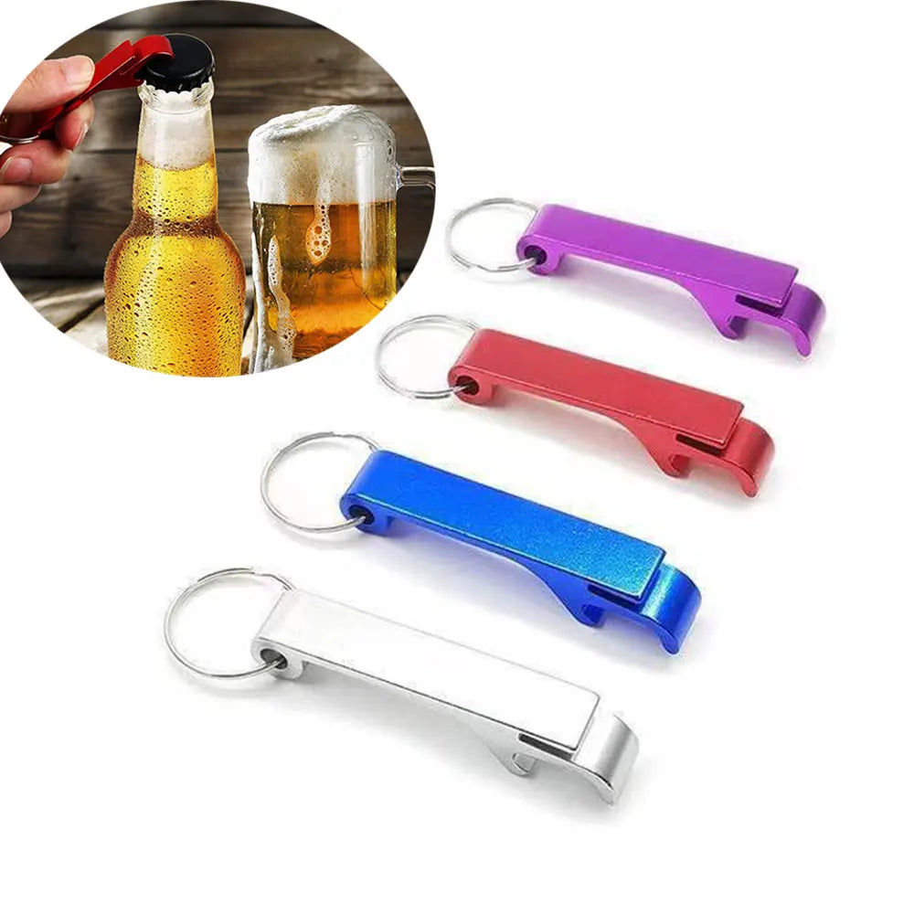 Tragbarer 4-in-1 Bierflaschenöffner mit Schlüsselanhänger Aluminium
