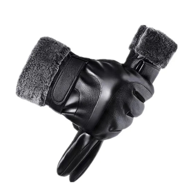 Warme Lederhandschuhe mit Touchscreen-Funktion und Windschutz für Damen und Herren