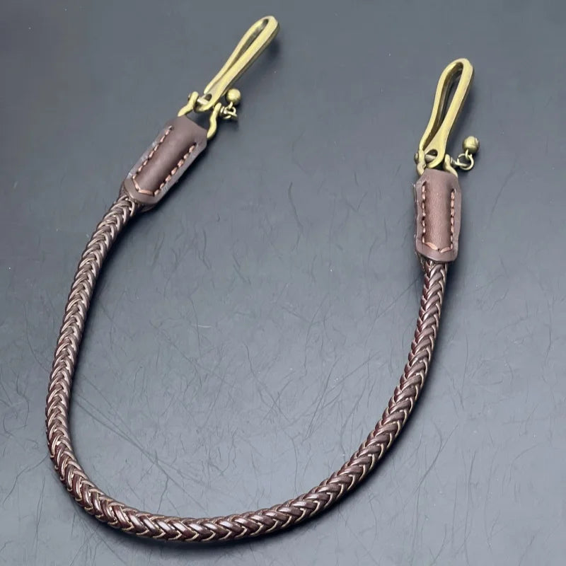 Robuster Punk Stil Leder Schlüsselanhänger mit Metallkette