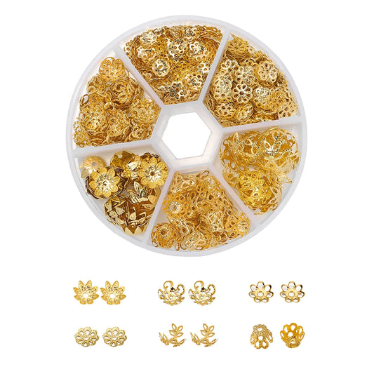 650-teiliges DIY Schmuckset mit Blumen Perlen Endkappen und Quasten