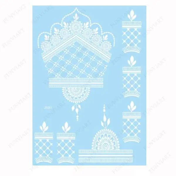 Weiße Henna Temporäre Tattoos für Frauen Hand Mehndi Party Körperkunst