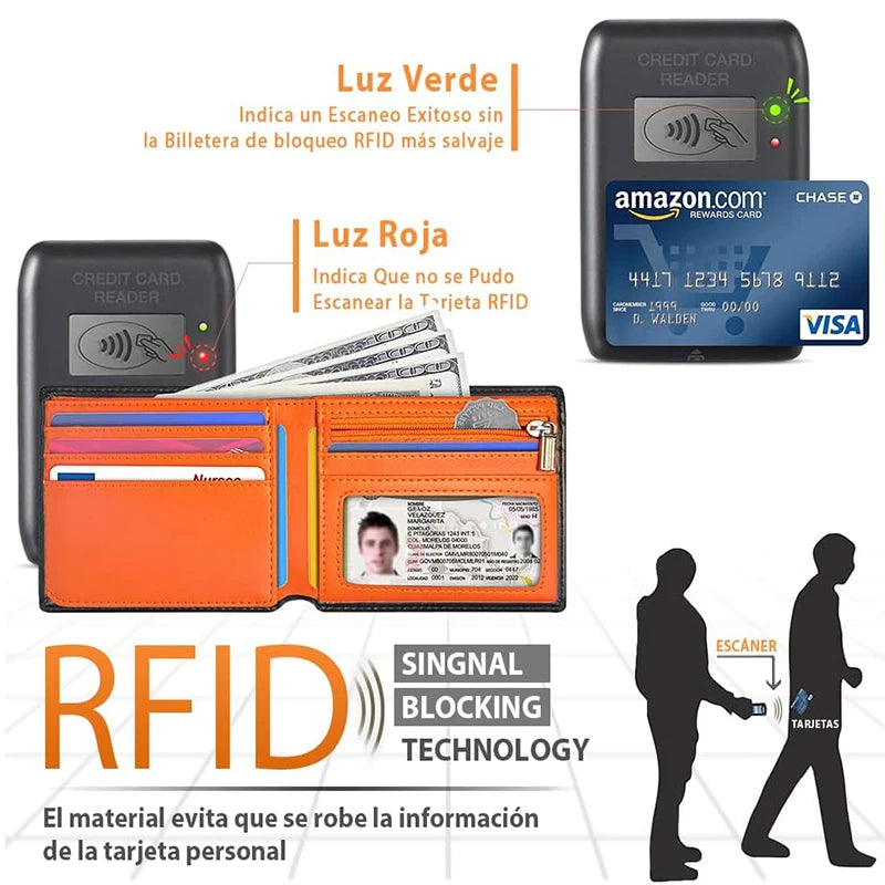 Minimalistische Herren Geldbörse mit Münzfach RFID Schutz Reißverschluss