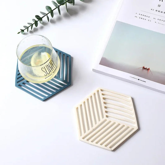 4er Set Silikon Hexagon Untersetzer Tischset Wärme Isoliermatte Geschirr Schutz