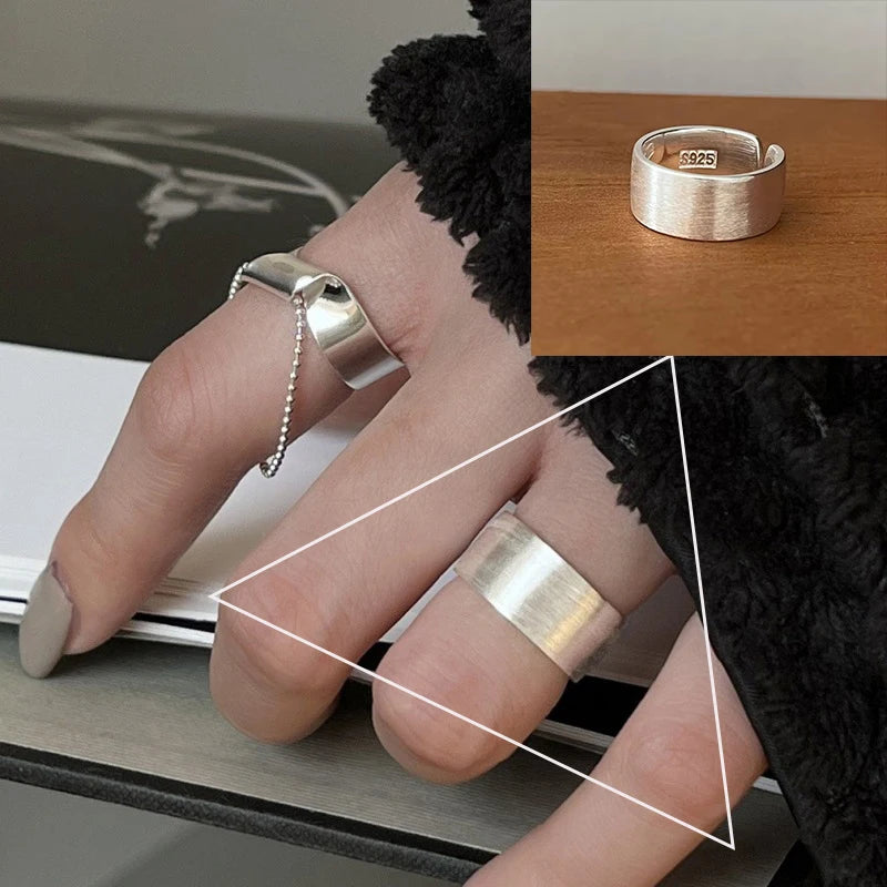 Verstellbarer Silberring mit hohlen Linien, stylischer Punk-Schmuck Unisex