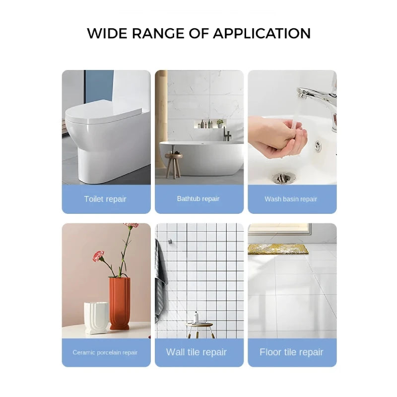 Fliesenreparaturmittel Set Paste für Keramik Porzellan Marmor Risse Schäden