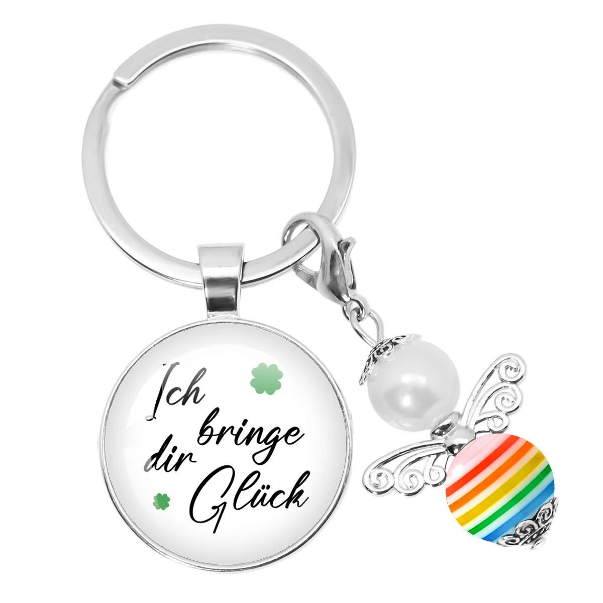 Glücksbringer Schlüsselanhänger mit vierblättrigem Kleeblatt Design