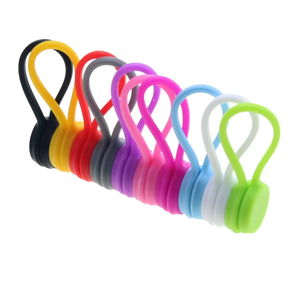 5x Magnetische Silikon Kabelbinder: Organizer, Buchmarker, Universalhelfer